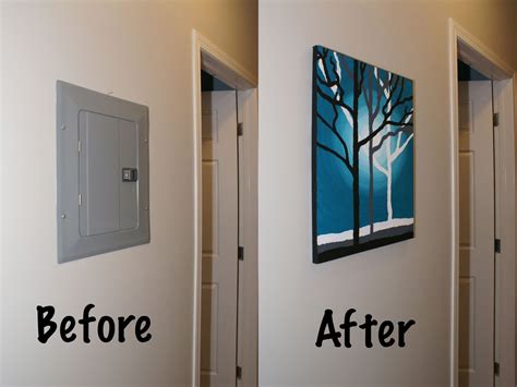 decorating when electric panel box is on entrance wall|hide electrical breaker box.